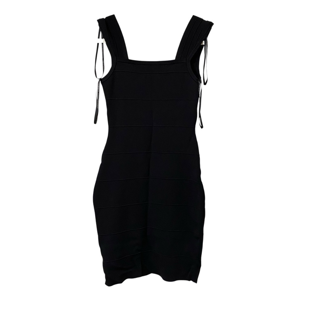 Guess LBD sweetheart neck black stretch structure bandage bodycon knit Dress 4 - Picture 8 of 12